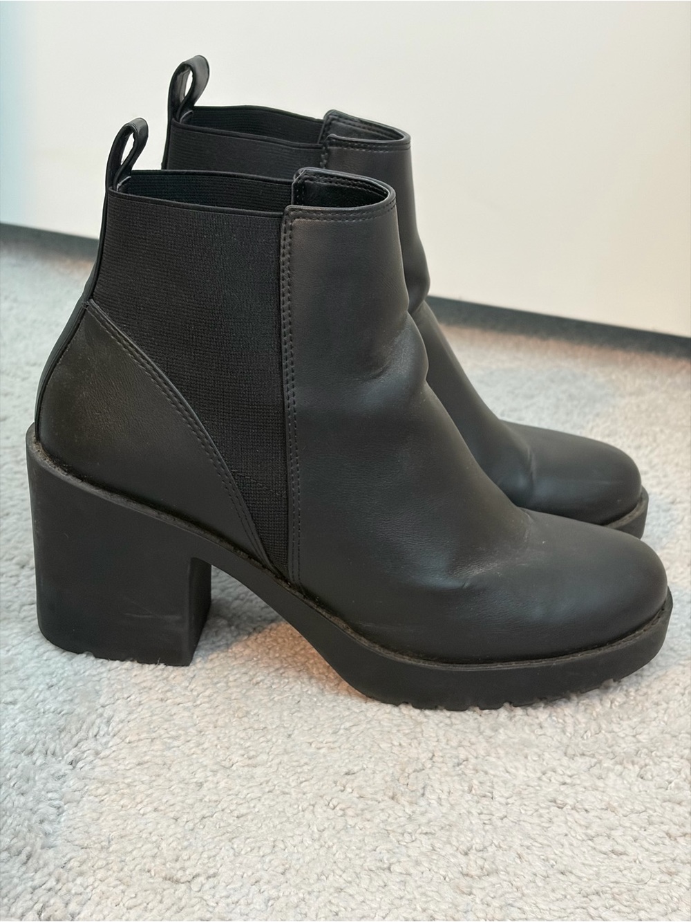 H&M Black Chunky Heel Chelsea Platform Ankle Boots